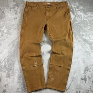 Carhartt Rugged Flex Double Knee Work Pants Womens 18 Tall Brown Distressed
